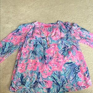 Lilly Pulitzer Pink and Blue Floral Blouse